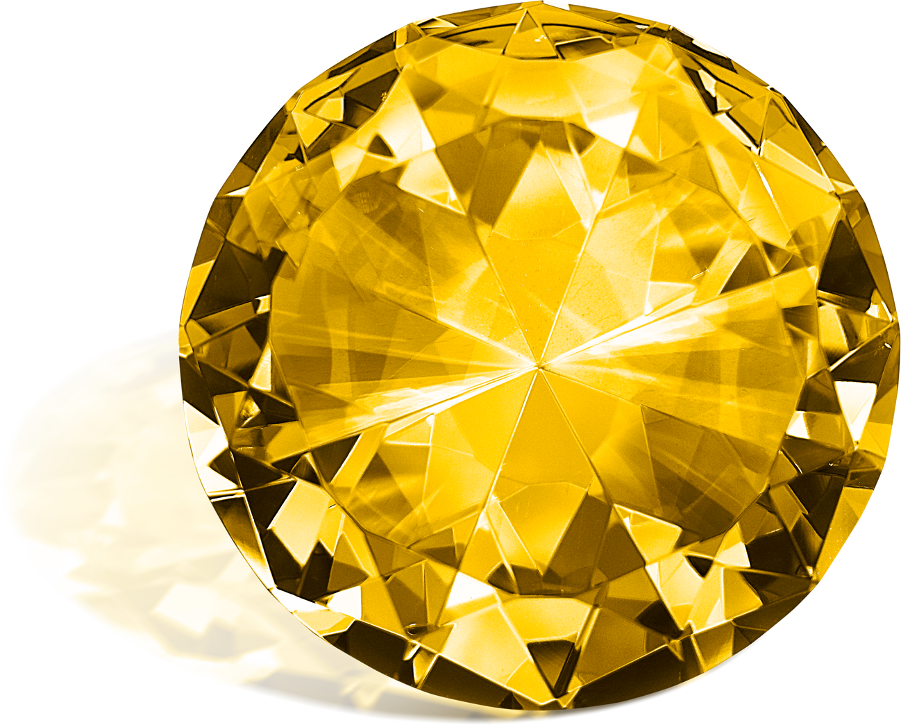 Dazzling diamond Yellow. transparent background